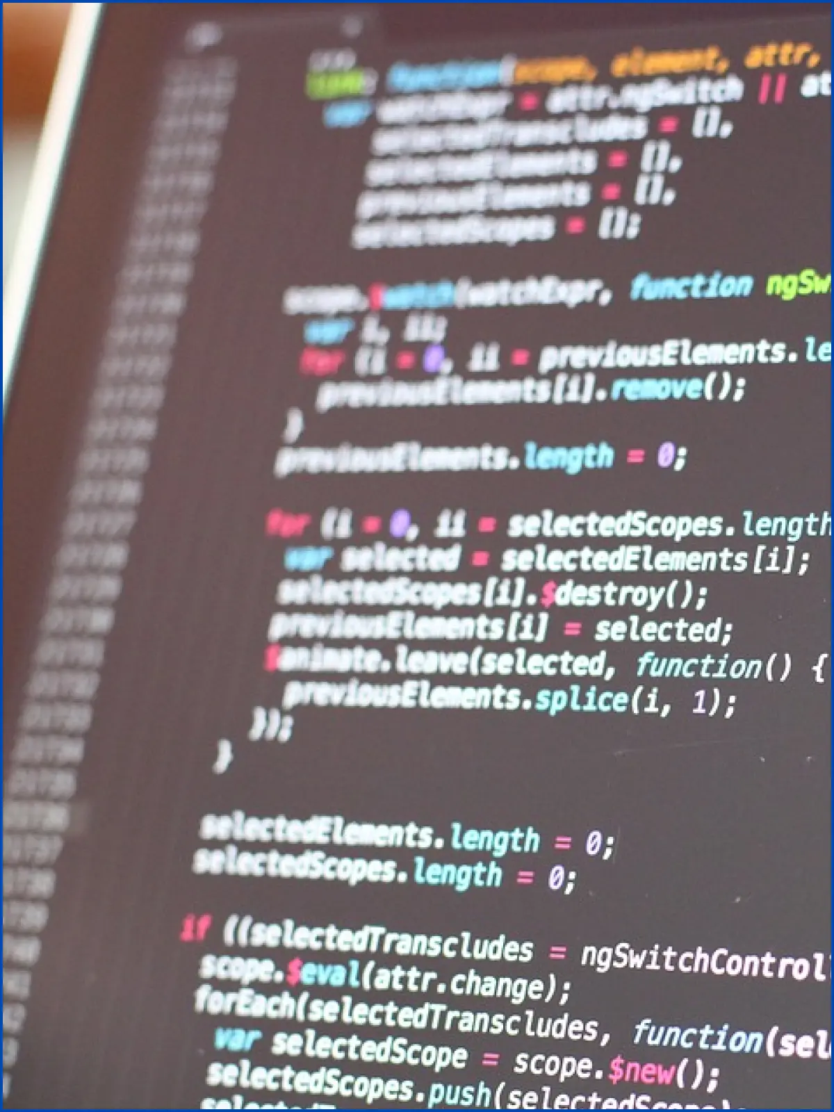 Frontend development screen of code