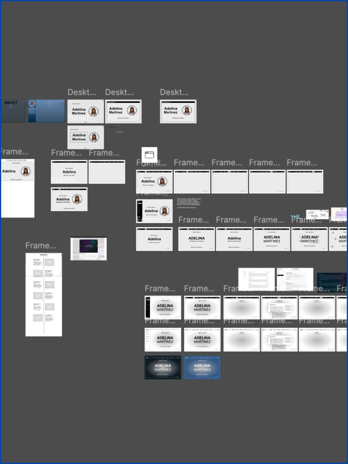Personal portfolio wireframes